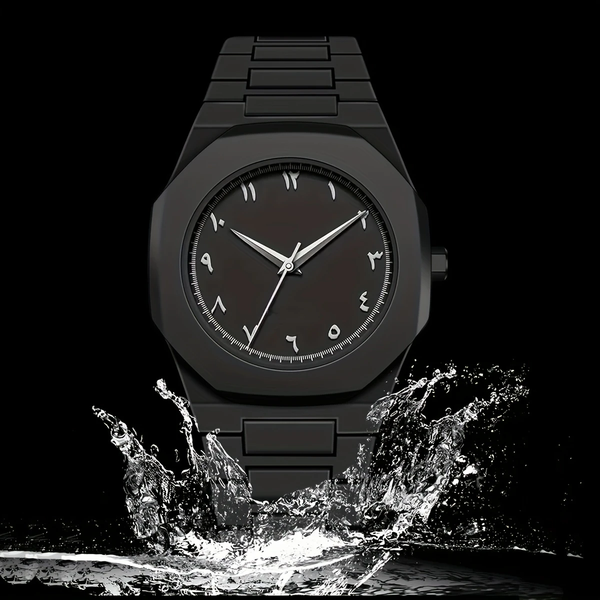 stylish and minimalist watch made of silicone featuring a detachable strap and unique arabic dial water resistant up to 30 meters making it outdoor activities or fitness runs suitable for men and women offering a fashionable look details 4