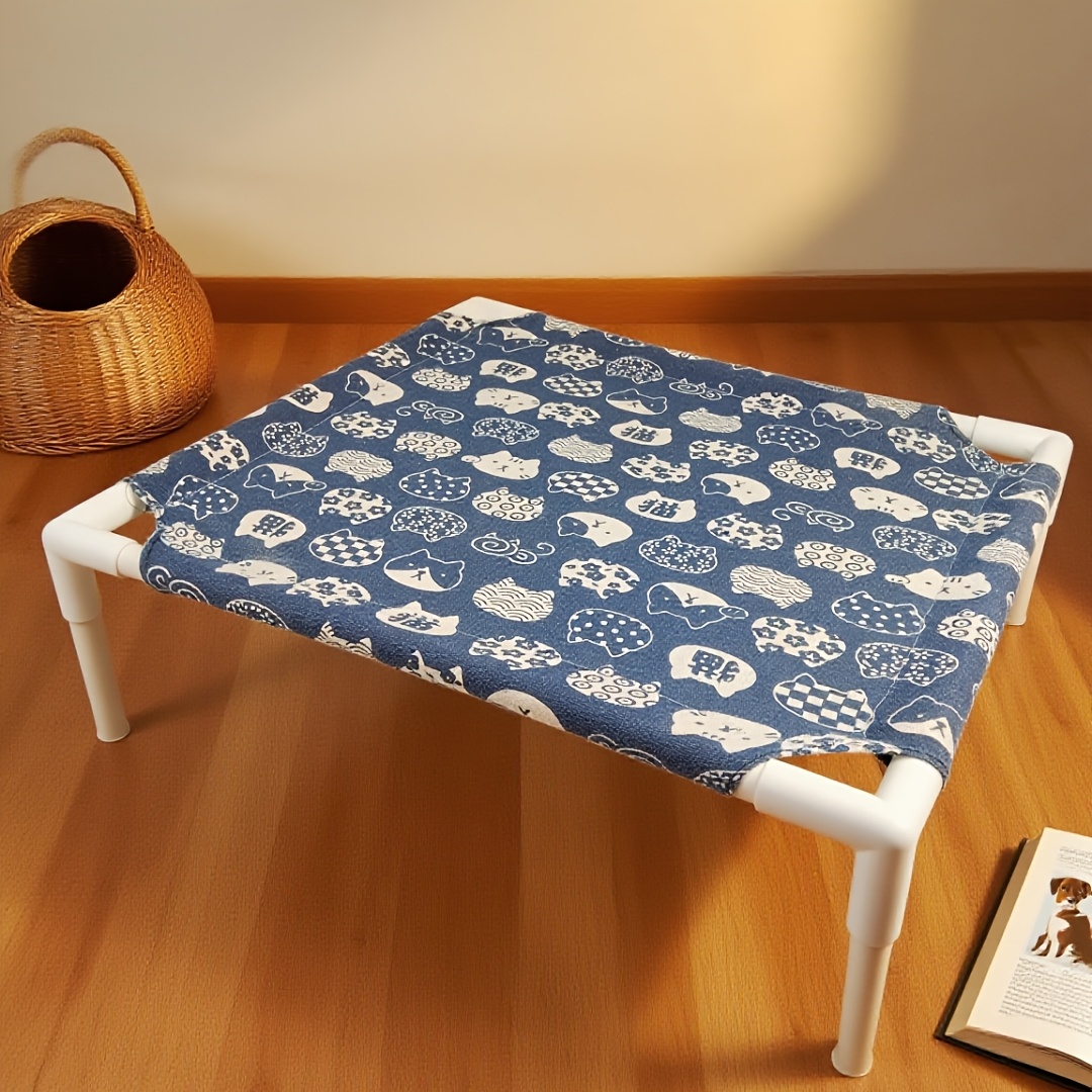 TEMU 【工具不要】屋外用 高床式 猫 ベッド。フレームは洗濯可能で通気性の良いリネン素材の滑り止め付き。屋内ペットベッド 高床式 犬 ベッド。小型犬・中型犬に最適。屋外用 高床式 犬 ベッド