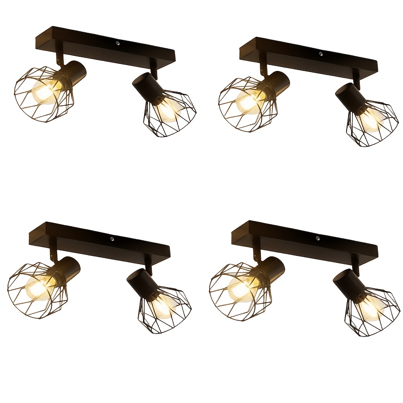 Adjustable Spot Light Fittings for Ceilings, Matt Black Wire Cage