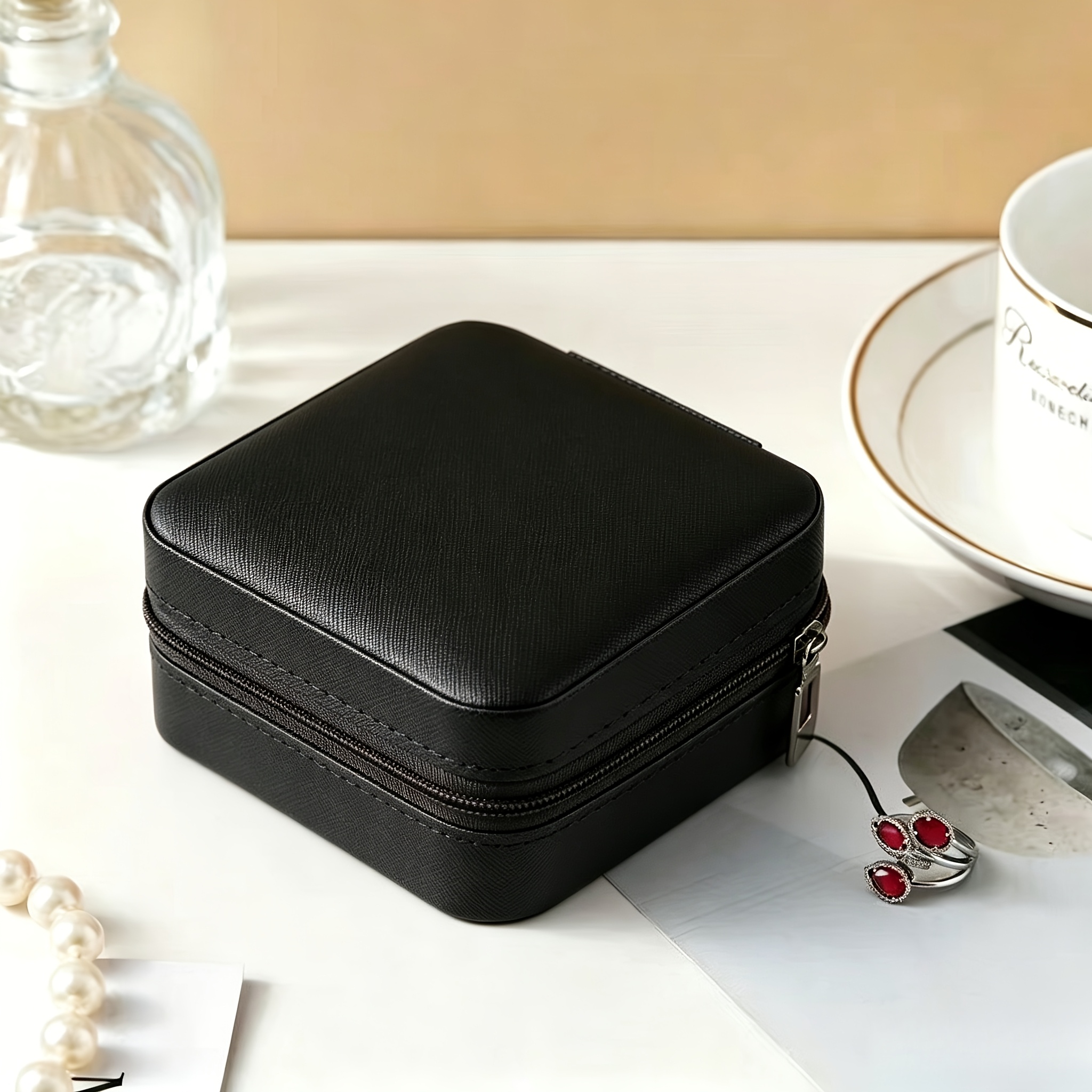Image of Women's Jewelry Travel Organizer Bag, Nylon Zipper Storage Case For Necklaces, Earrings, Rings