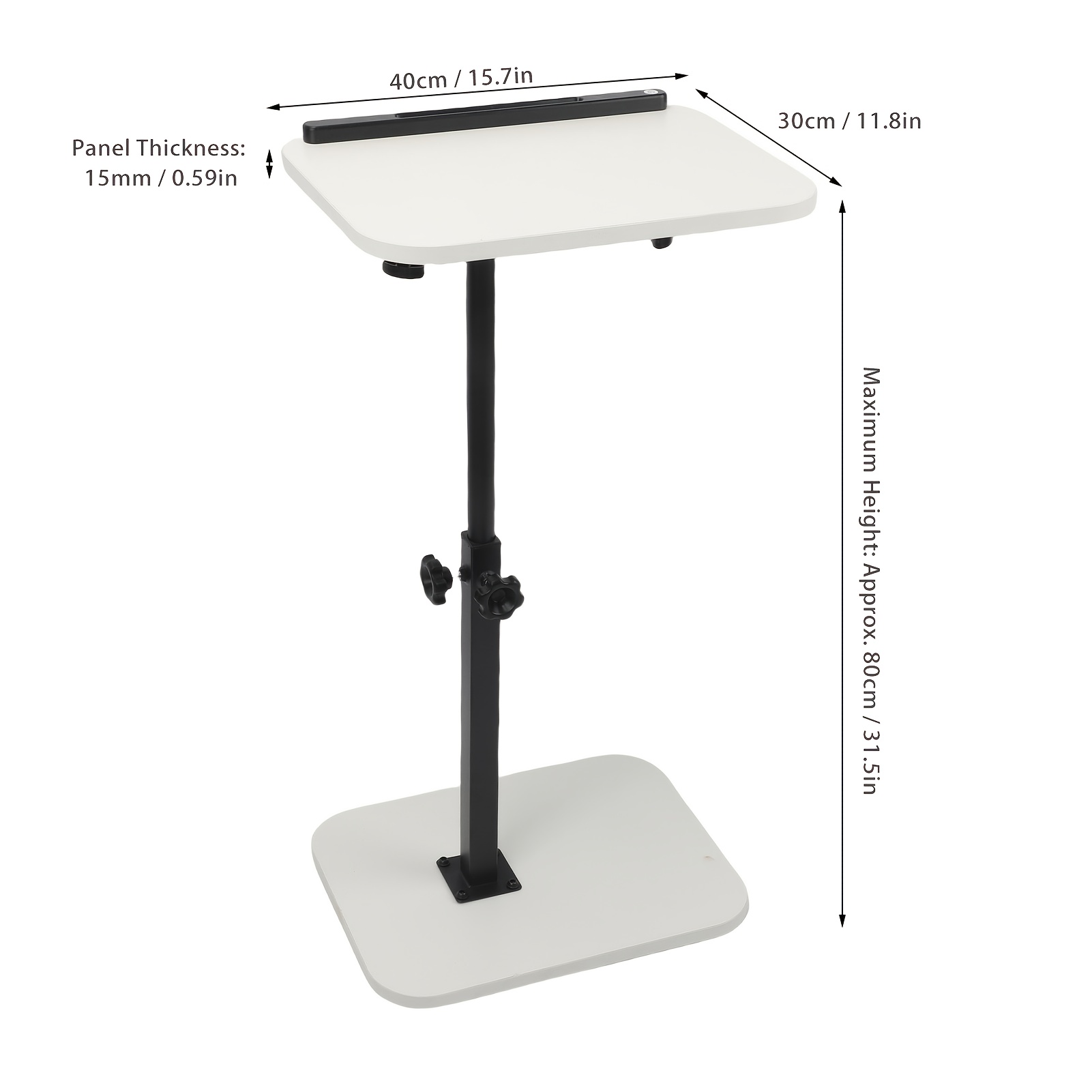 Image of Adjustable Overbed Bedside Table, Bed Table, Portable Mobile Small Standing Desk, Computer Cart, Movable Laptop Table 15mm Thickness With Bookend, Overbed Table