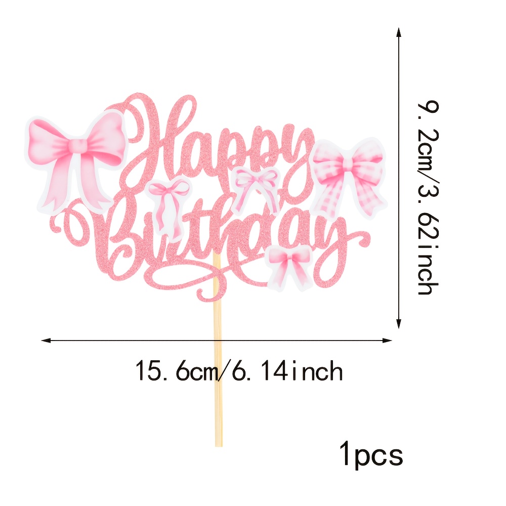 Image of 1pc Bow Happy Birthday Party Cake Bow Birthday Decorations Bow Birthday Cake Decoration Girl Birthday Cake Decoration Items