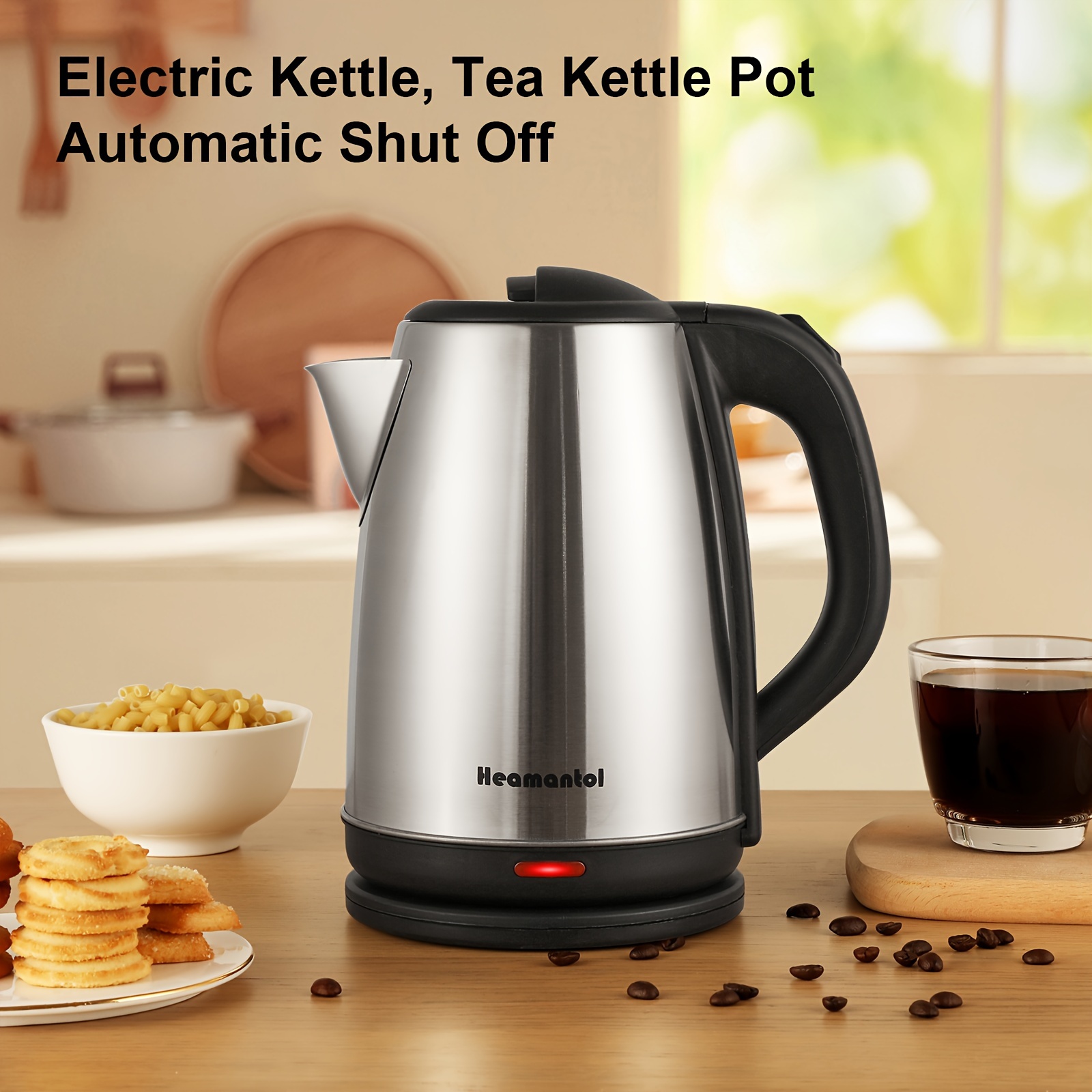  electric kettle 700w hot water kettle teapot boiler tea kettle pot auto shut off boil stainless steel double wall bpa 8l hot water boiler has heating base led indicator instant water heater for coffee tea details 8