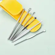 6 pcs steel ear picking spoon set pu ear curette ear picking tool details 1