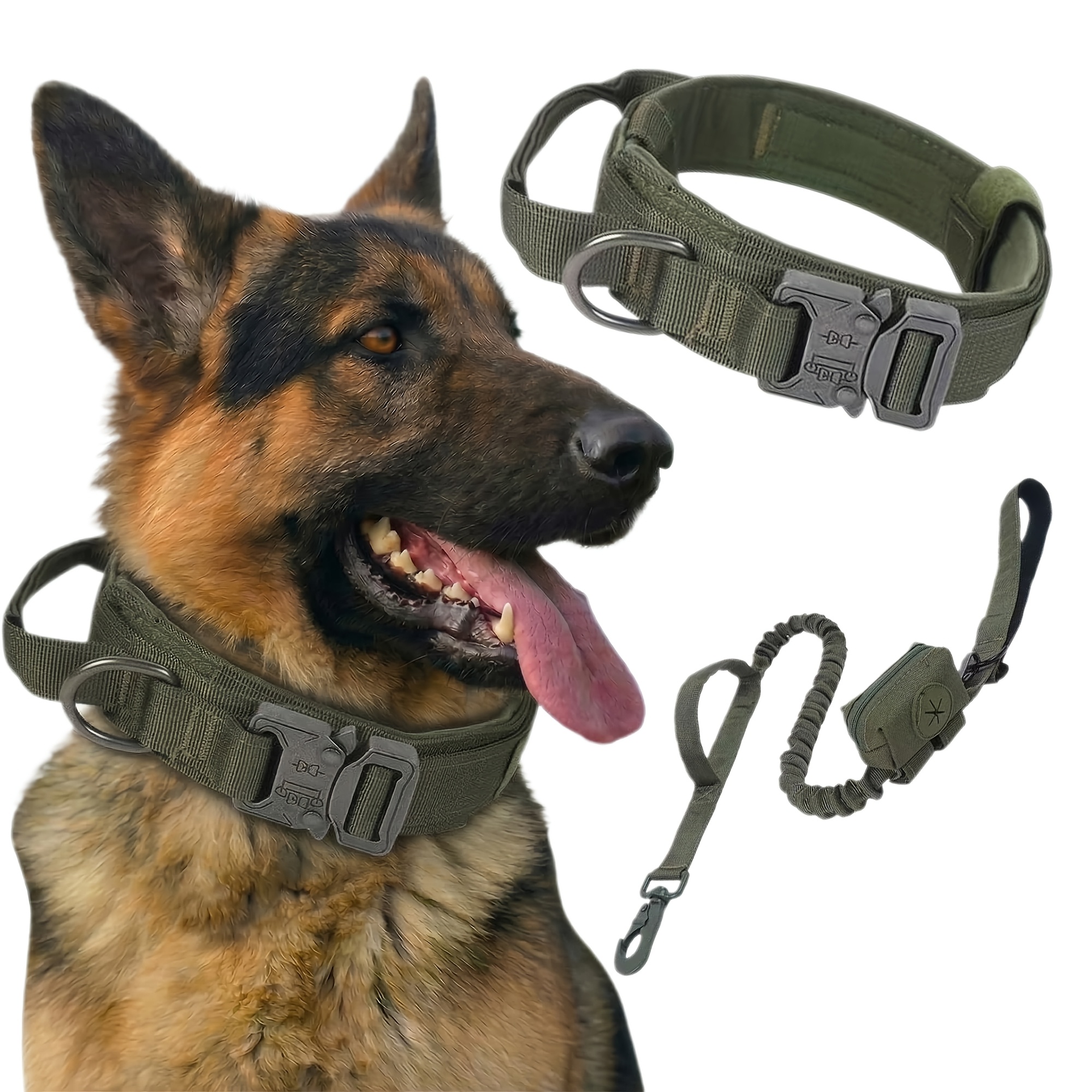 Adjustable Heavy Duty Dog Collar and Leash Set with Reflective Training Leash