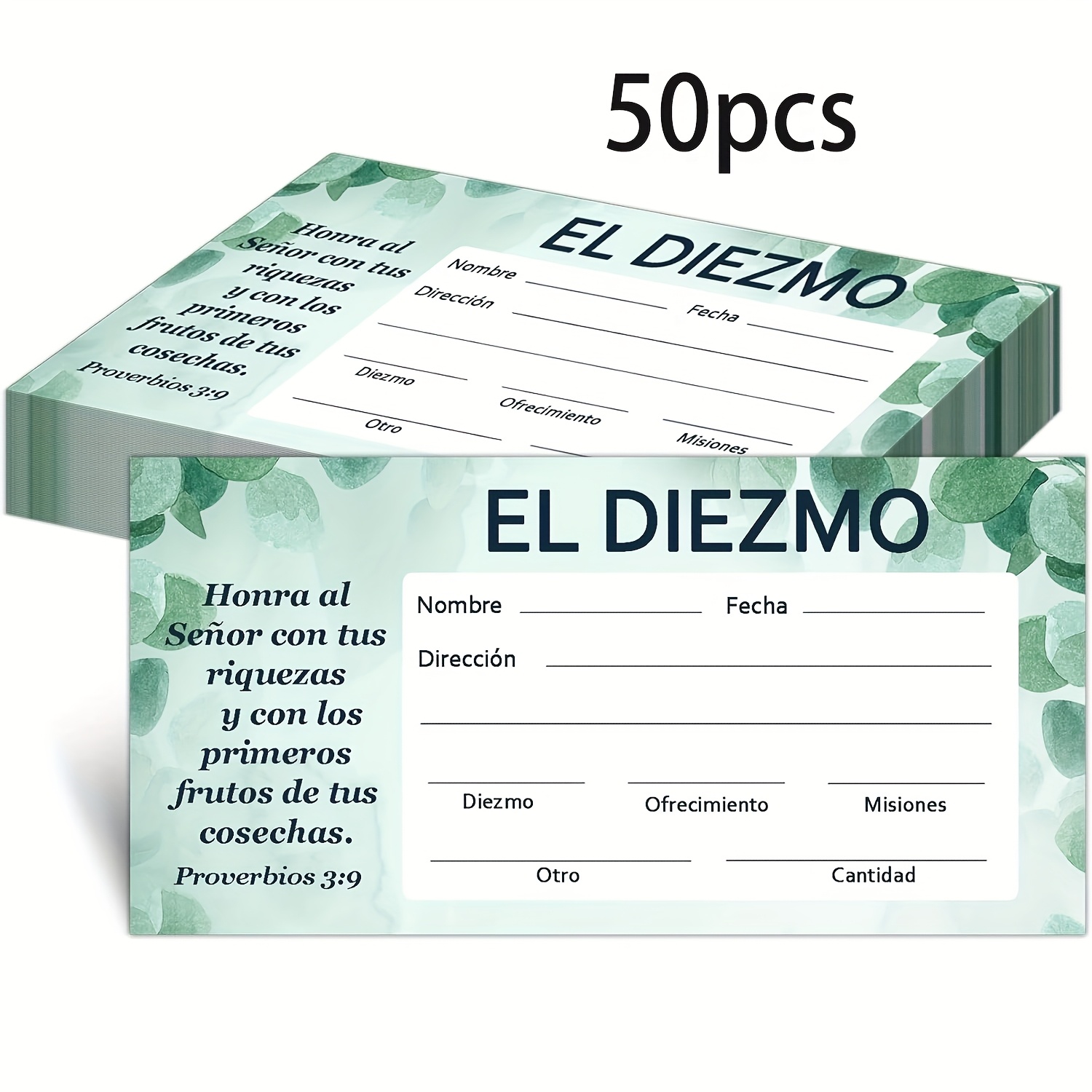 

50pcs Spanish And Offering Envelopes 6.3 X 3.2 Inch - Matte Cash Envelopes With Pre-printed For Easy Church , Elegant Design In