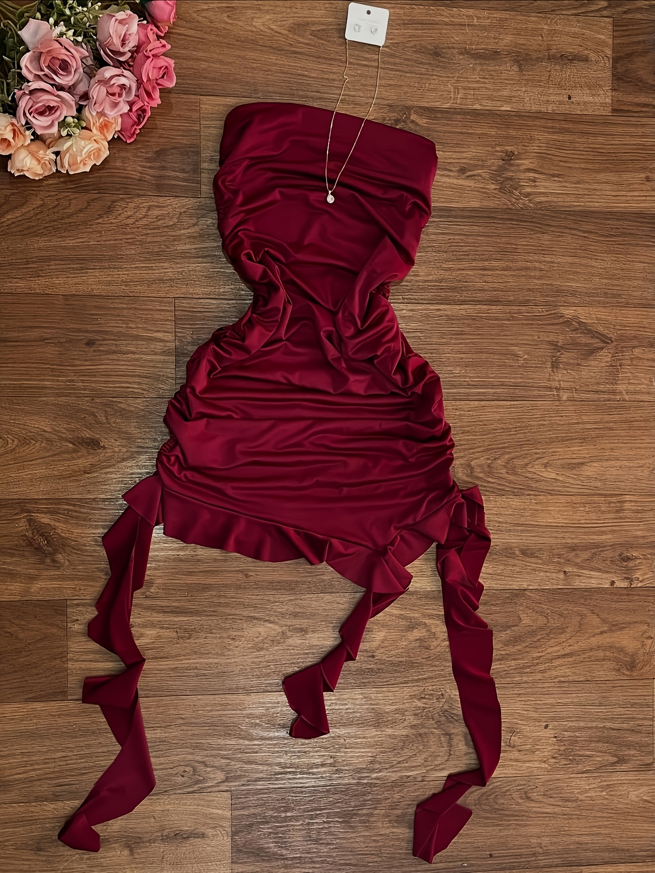 celebrities wearing burgundy dresses Lace-Up Short Corset Homecoming Dress with Sheer Sides– PromGirl main image 1