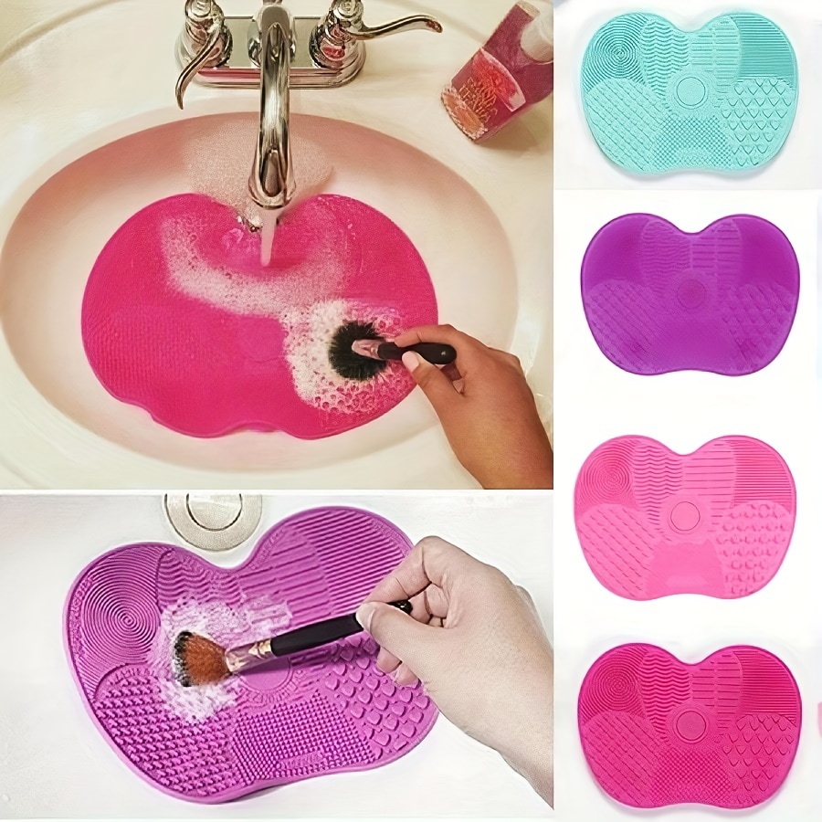 

Silicone -shaped Makeup Brush Cleaner Mat With Suction Cup - Portable Beauty Tool Scrubber Pad, Formaldehyde-free