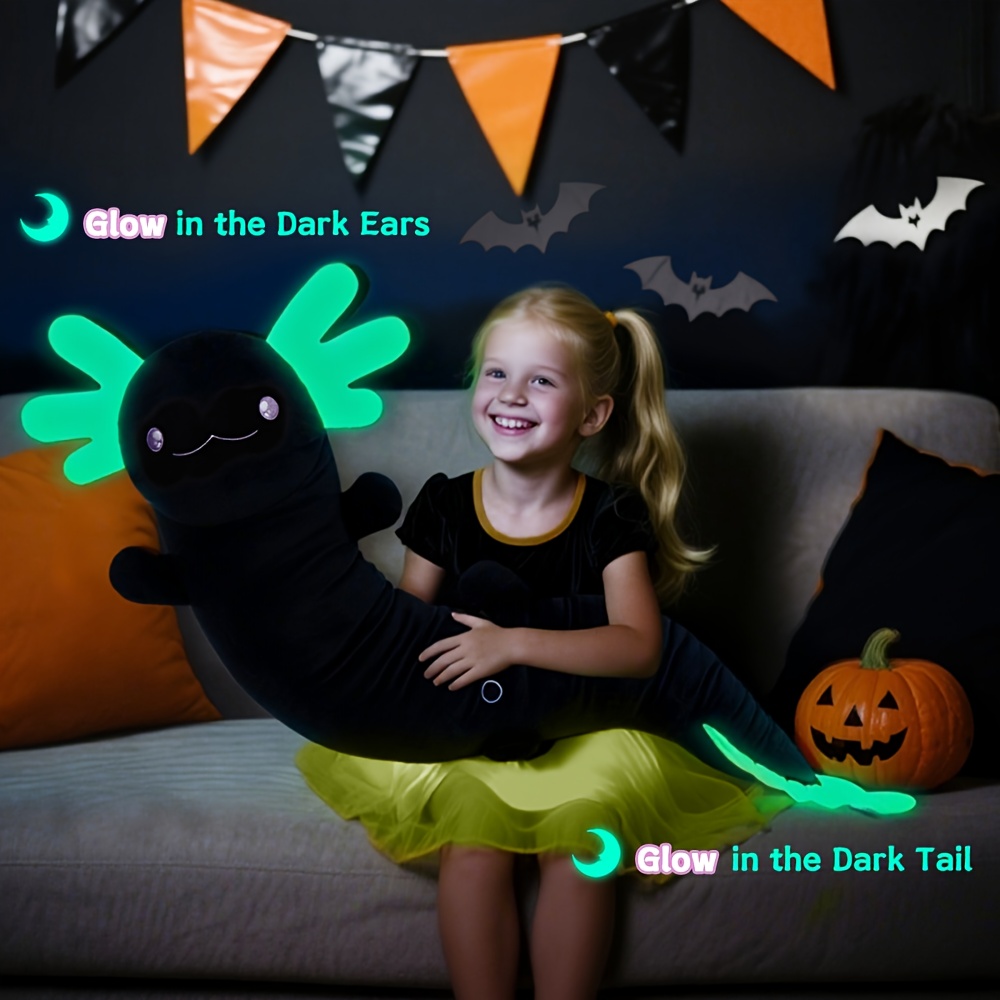 Large Axolotl Plush Body Pillow, Glow in the Dark