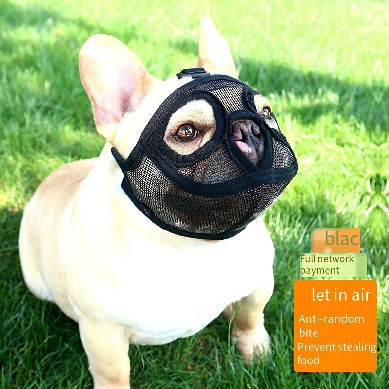 1pc Fadou Adjustable Dog Muzzle, Breathable Nylon & Plastic Pet Mask for Small to Medium Breeds, Anti-Bite & Messing Head Cover for Bulldogs, Pugs, and Other Aggressive Chewers, Dog Muzzle for Small Dogs