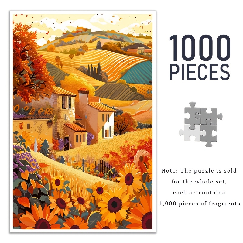 

1000pcs Puzzle Paysage d'Automne, 50x70cm/19.7x27.6in, Épais et Premium, Niveau de Intermédiaire, Décoration d'Art DIY Portable Cuboïde, Cadeau d'Anniversaire Cadre