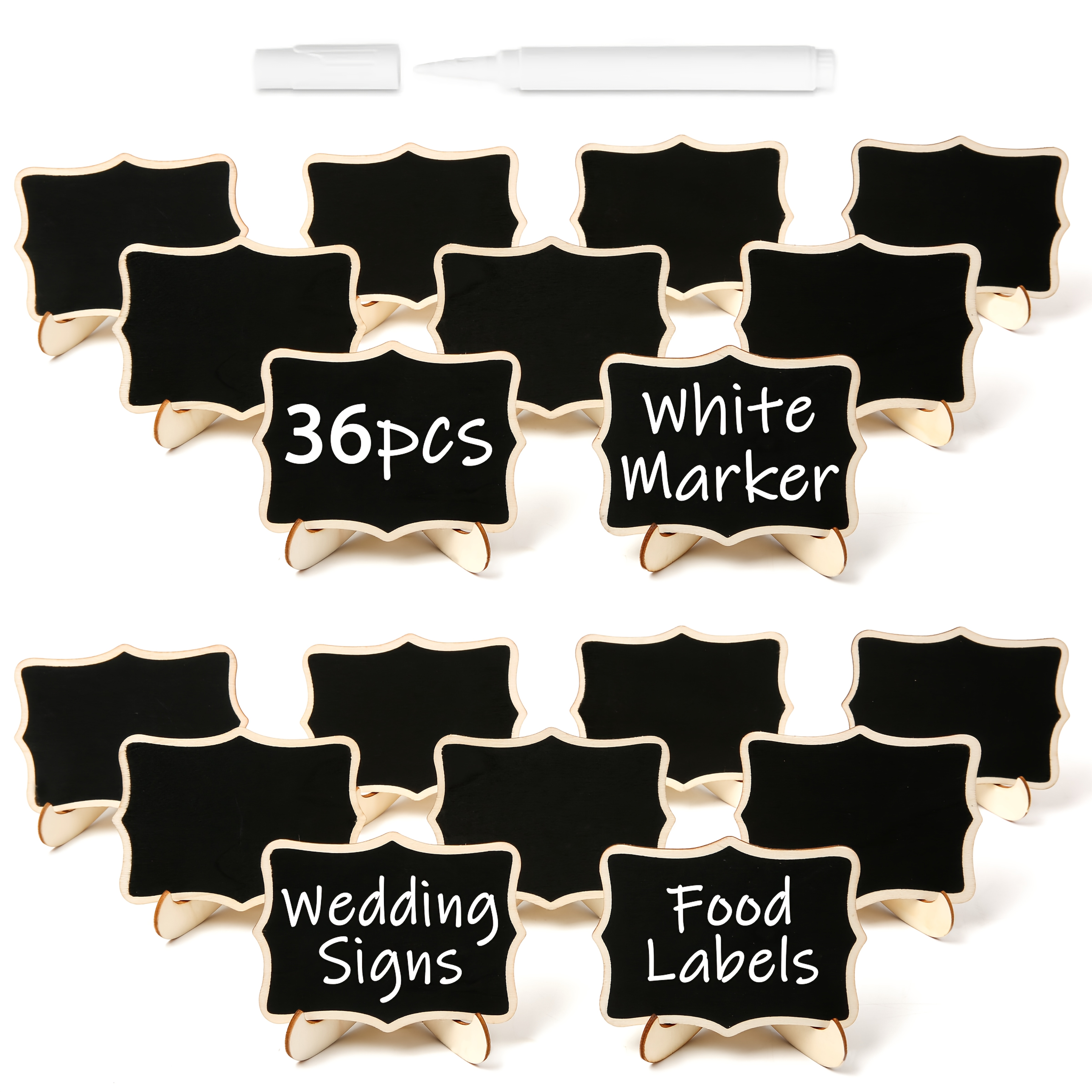 TEMU 36pcs Mini Chalkboard Signs With Support Easels, Elegant Design, Simple Stylefor Weddings Birthday Parties, Message Board Signs And Event