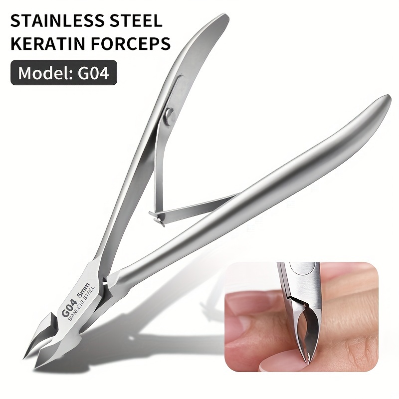 

Stainless Steel Keratin Forceps, 5mm Cuticle Nippers, Professional Manicure Scissors, Dead Skin Remover, Durable Cuticle Trimmer, Comfort Grip, Silver Precision Nail Care Tool