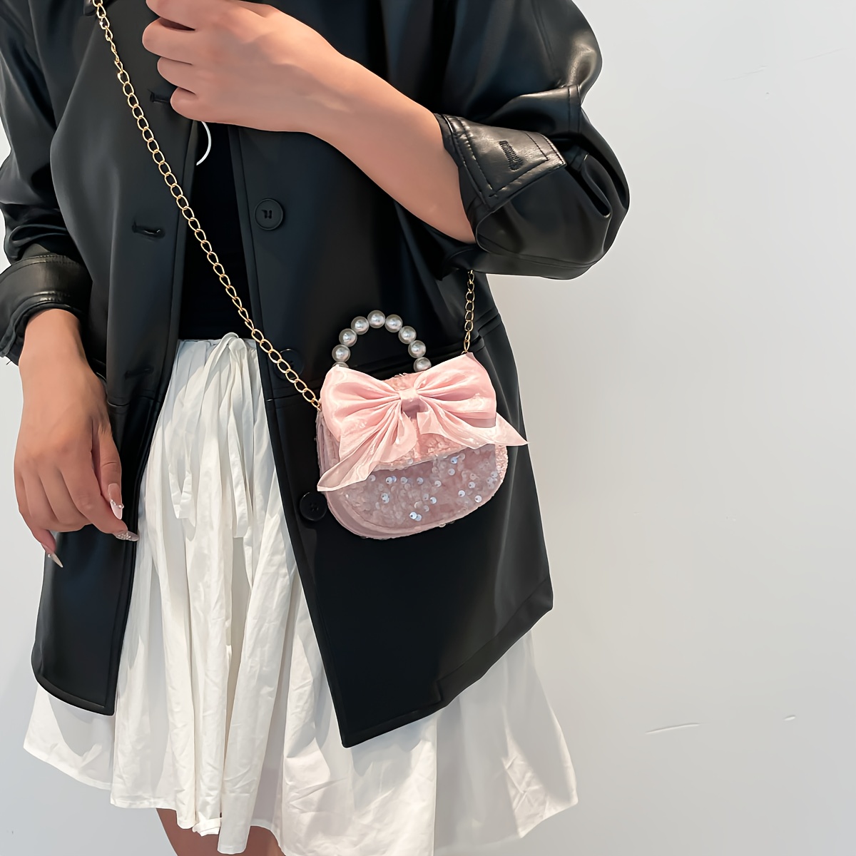 Image of Crossbody Bag Fashion Cute Pearl Handbag Versatile Shoulder Bag Coin Purse