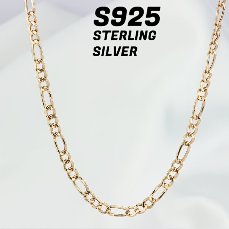 

Italian 925 Silver 4mm Gold-plated Fijaro Necklace, Suitable For Men And Women, Suitable For Fashionable , , Valentine's Day Birthday Party, Purchase And Delivery Of High-quality Gift Box