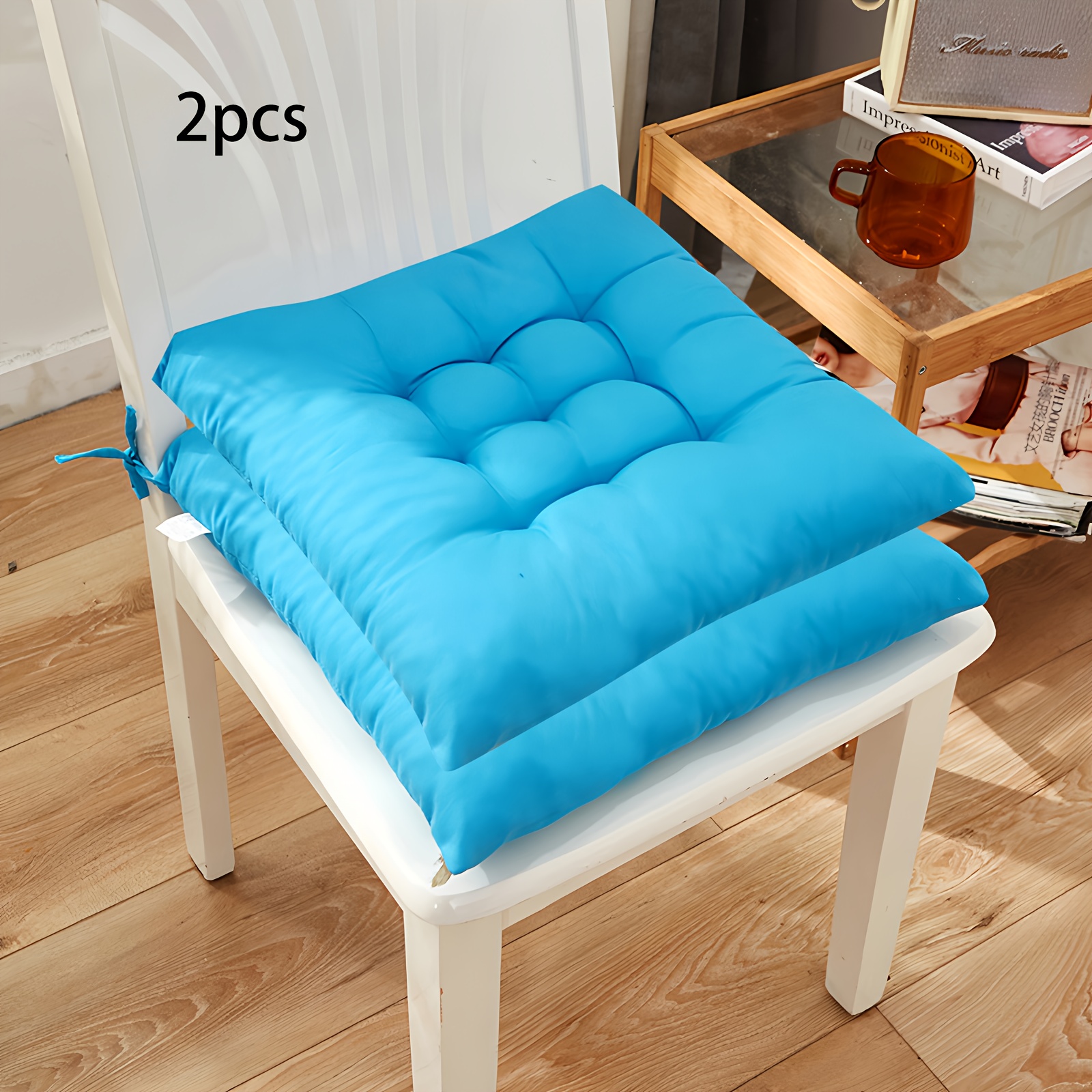 TEMU 2pcs Solid Color Brushed Thickened Dining Chair Cushions, Office Computer Chair Pads, Student Seat Cushions, Tatami Seat Cushions, Multiple