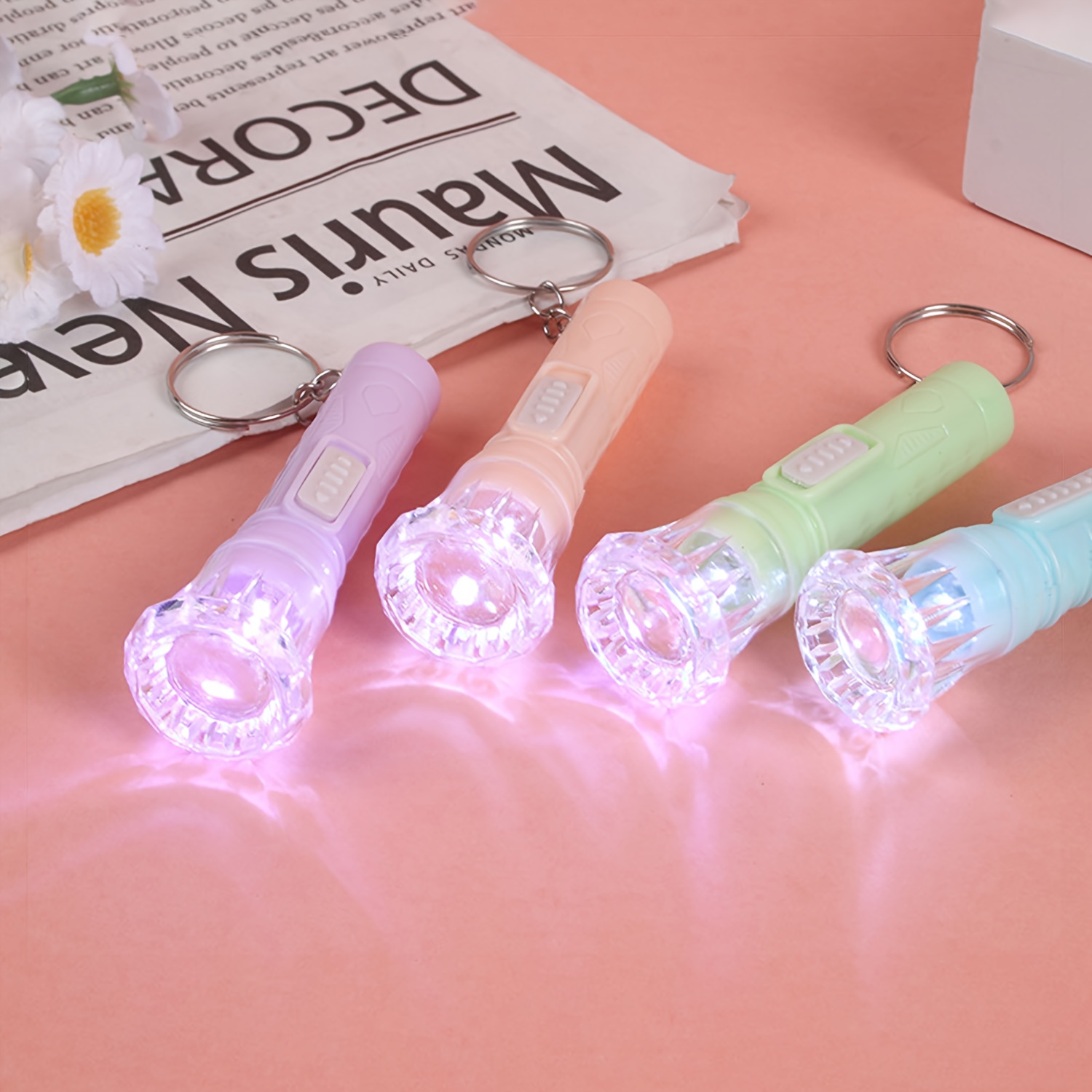 12pcs Mini Flashlight Set, Random Color, Led Light, Equipped With A Hanging , Lightweight And Portable, For Gifting And Home Use (macaron Style)