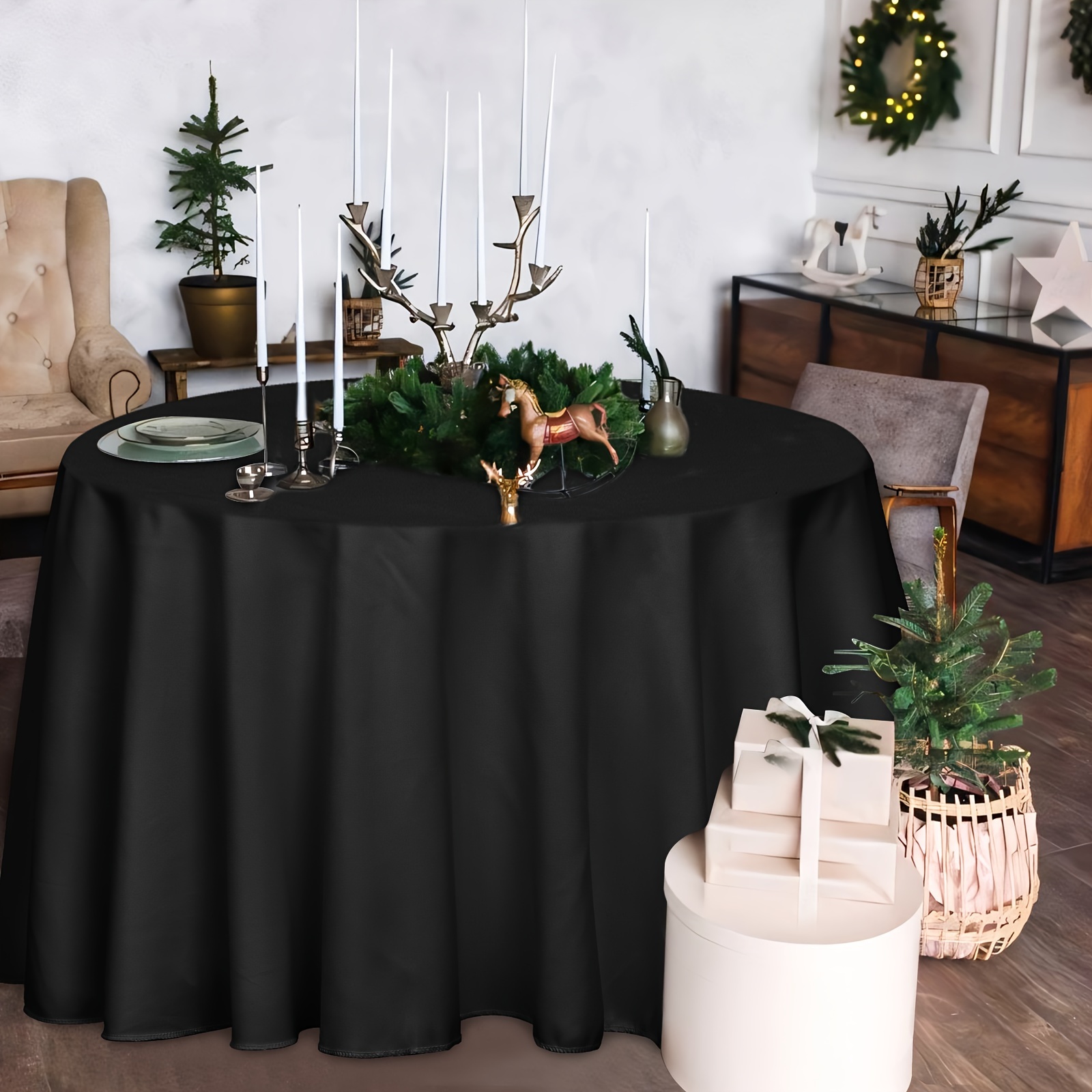 

6 / Round Tablecloths, Polyester Table Clothes For Restaurant, 120 In