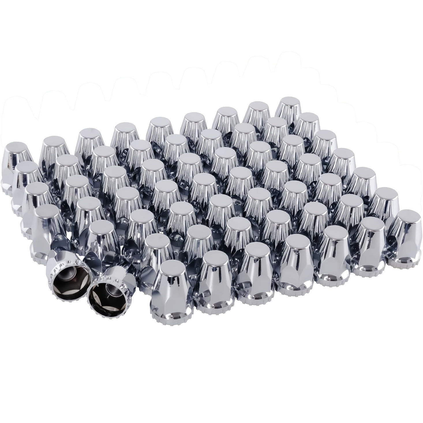 TEMU 60 Pack Flat Top Covers, By 2-3/4" Thread On Chrome Nut Cover Caps Abs Plastic Anti-rust Screw-on Covers For Semi Trucks