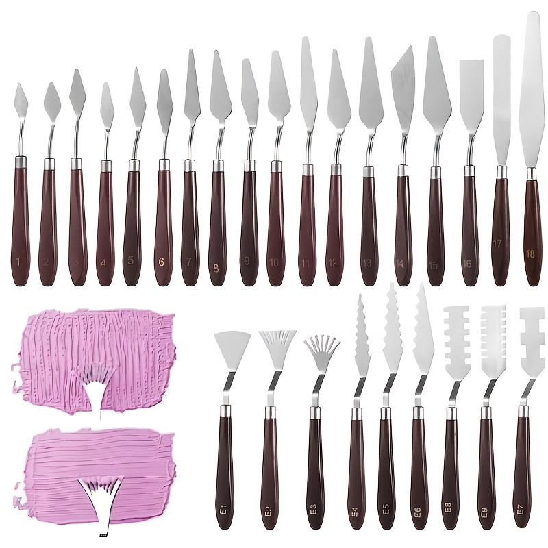 Image of 27pcs Color Knife Set Stainless Steel Painting Knife Set Professional Painting Scraper Set Gouache Acrylic Oil Painting Color Scraper