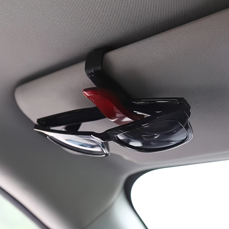 1pc Car Visor Fashion Glasses Holder Clip - ABS Resin Eyeglass Organizer for Vehicles, Black/Blue/White/Red, Secure & Stylish Interior Accessory, Visor Attachment | Stylish Car Clip | Abs Resin Clip