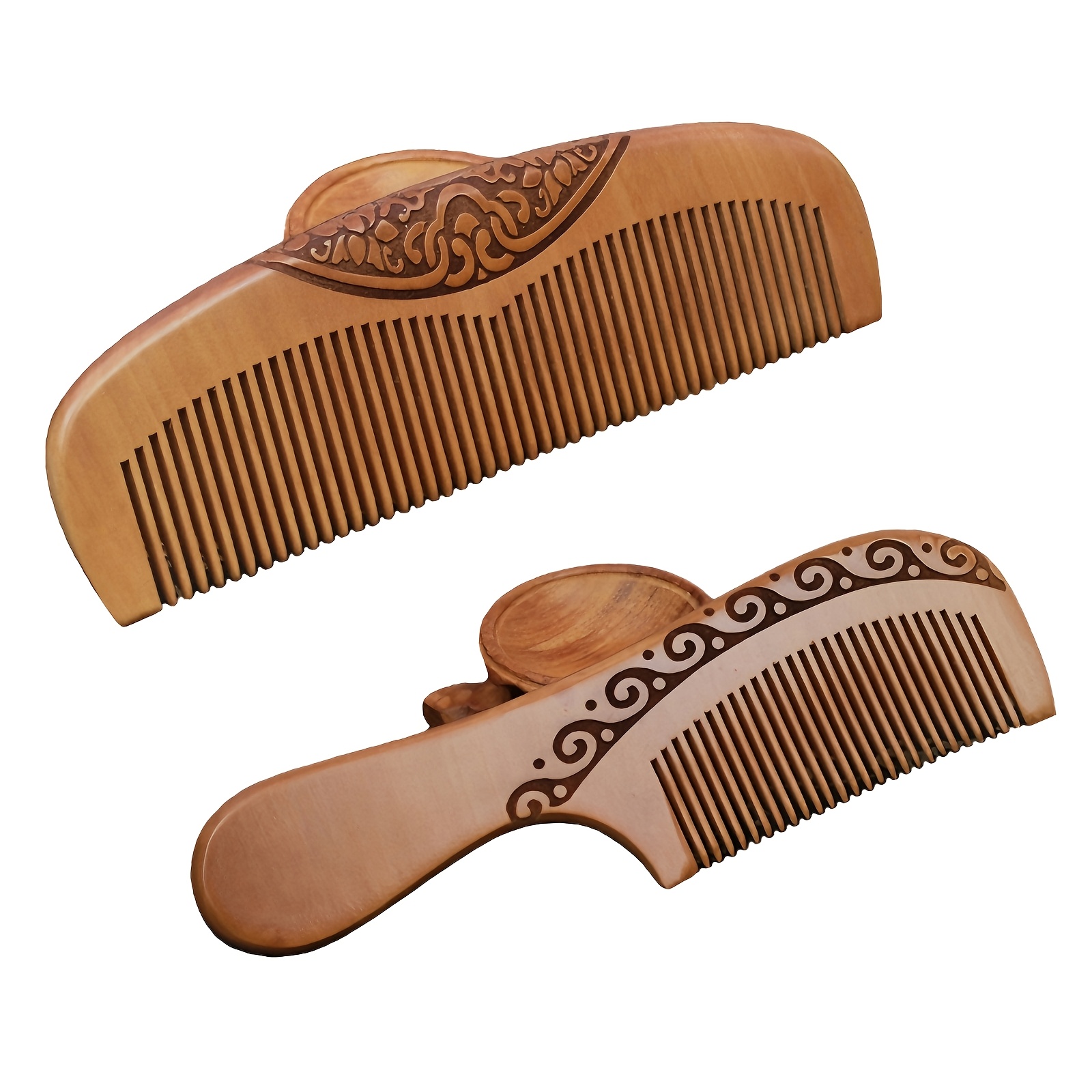 4pcs Walnut Handle Wooden Smoothing Comb Set