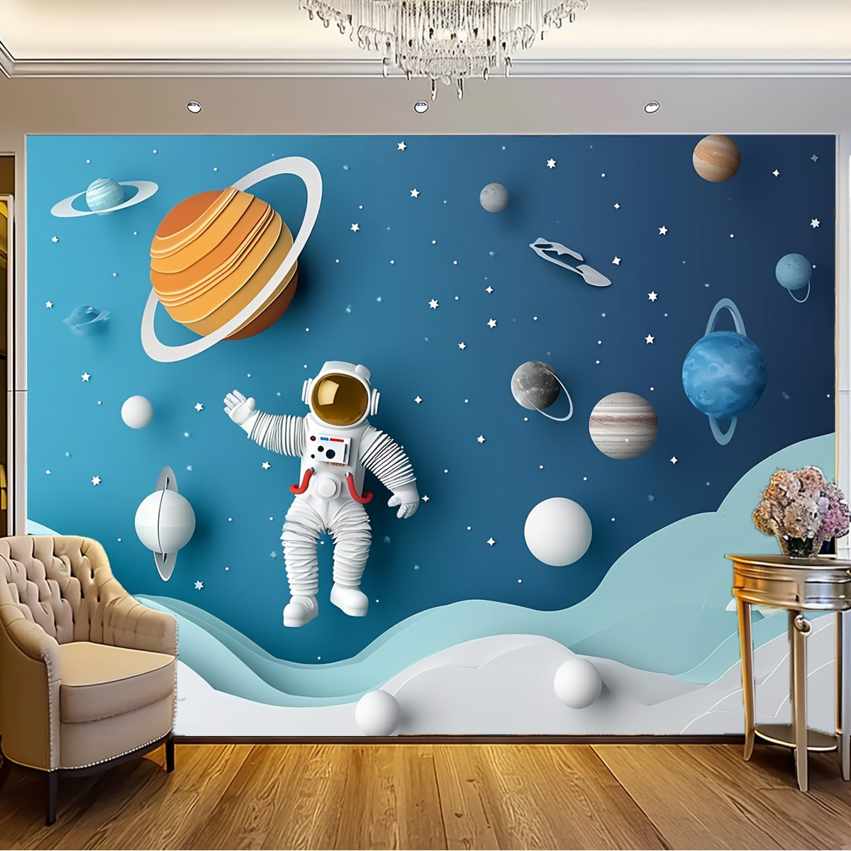 1pc cartoon spaceship background cosmic planet mysterious astronaut galaxy theme banner background photography background photo booth props home scene decoration birthday anniversary party supplies holiday accessories