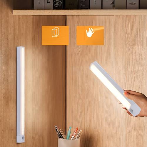 6pcs rechargeable led motion sensor lights wireless magnetic strip lights with usb charging for kitchen closet cabinet desk and hallway battery powered rechargeable motion sensor light