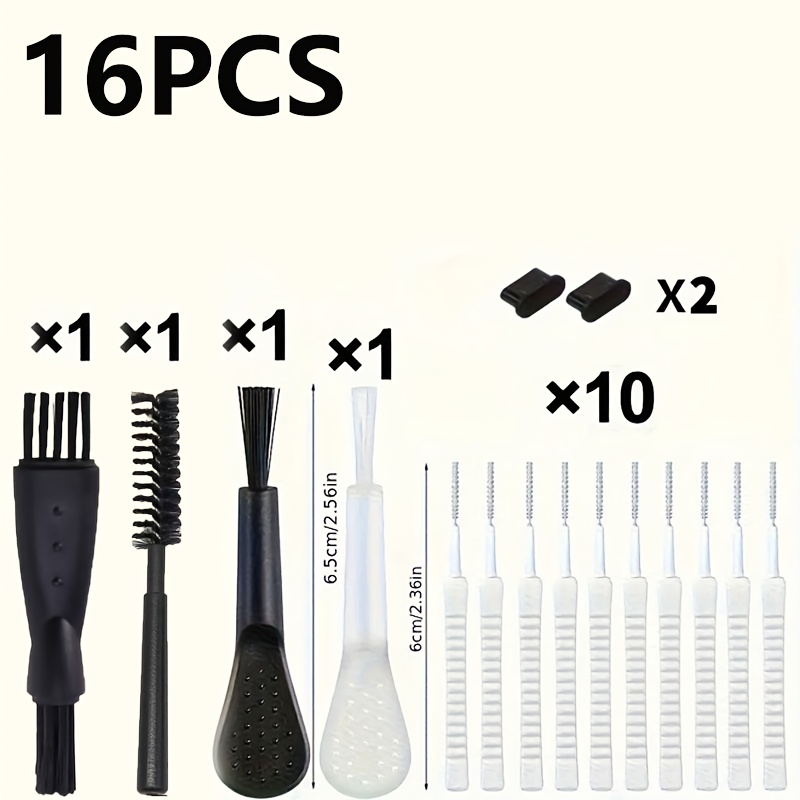 16pcs Usb-c Dust Plug And Cleaning Tool Set For Tech Equipment - Including Port Cover, Keyboard Brush, And Nylon Stain Removal Tool