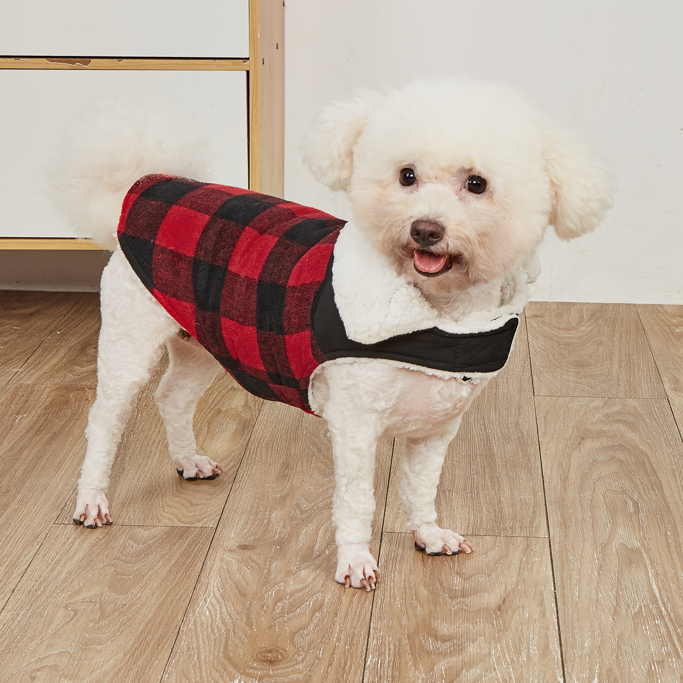 british plaid dog jacket with closure cozy fleece lined winter