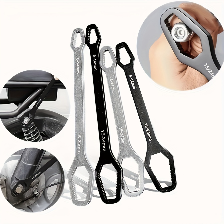 adjustable self tightening double ended wrench 5mm thick multi purpose combination wrench keyhole sizes 3 17mm portable manual tool for automotive and home use iron material details 4