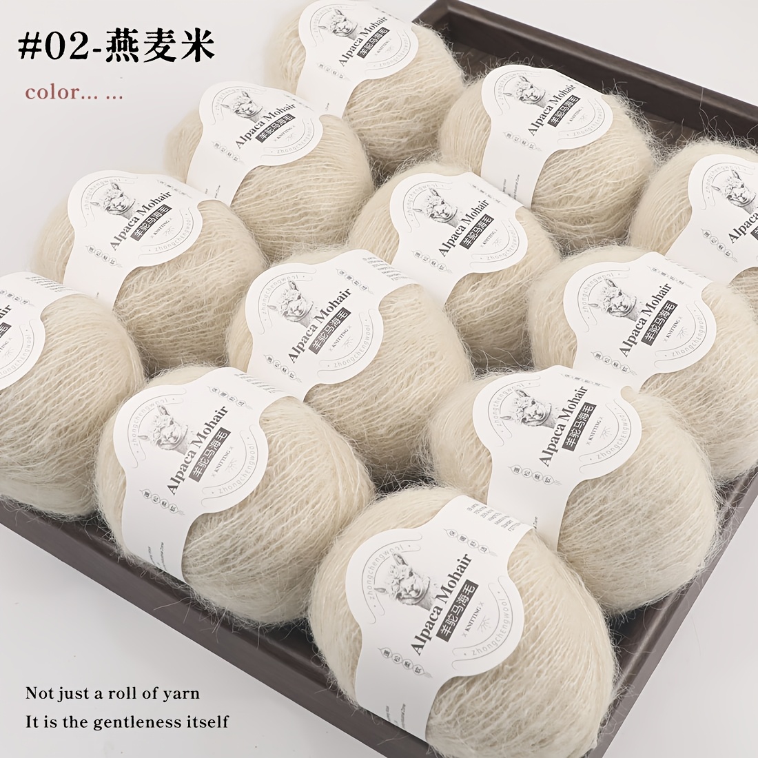 TEMU Luxury 12pcs Set Of Alpaca Wool And Mohair Yarn 300g Hand Woven Material, Soft And Suitable For Weaving Cardigans, Scarves, Hats, Sweaters,