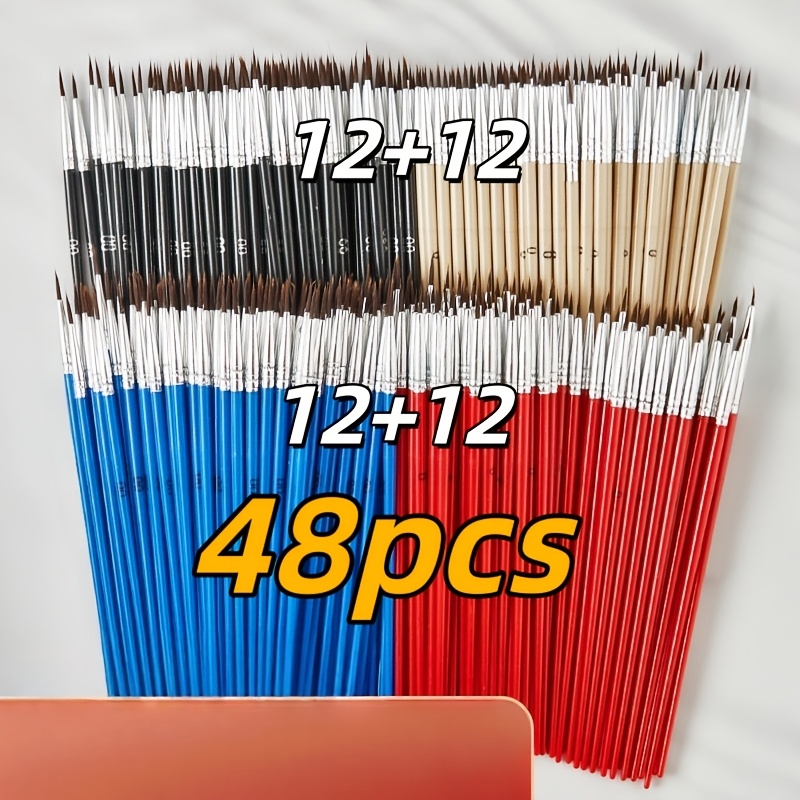 Image of 48pcs-ultra Fine Plastic Nylon Hook Pen, Plastic Tracing Pen, Nail , Nylon Pen, Watercolor Oil Painting, Brush, Tracingpen For Professional Artistic Use
