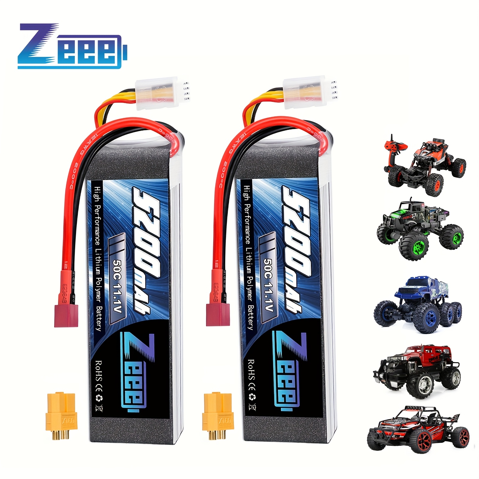 Lot De 2 Batteries Lipo 3S 11.1V 5200mAh 120C OVONIC - Avec Prise Deans T, Pour Voiture RC Et Drones