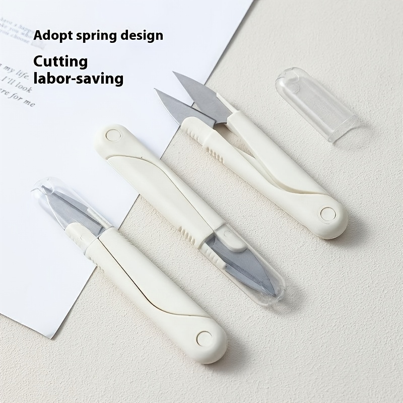 

Spring-action Scissors, Portable Plastic Sewing For Crafting, Quilting, And Trimming, No Battery Needed, White