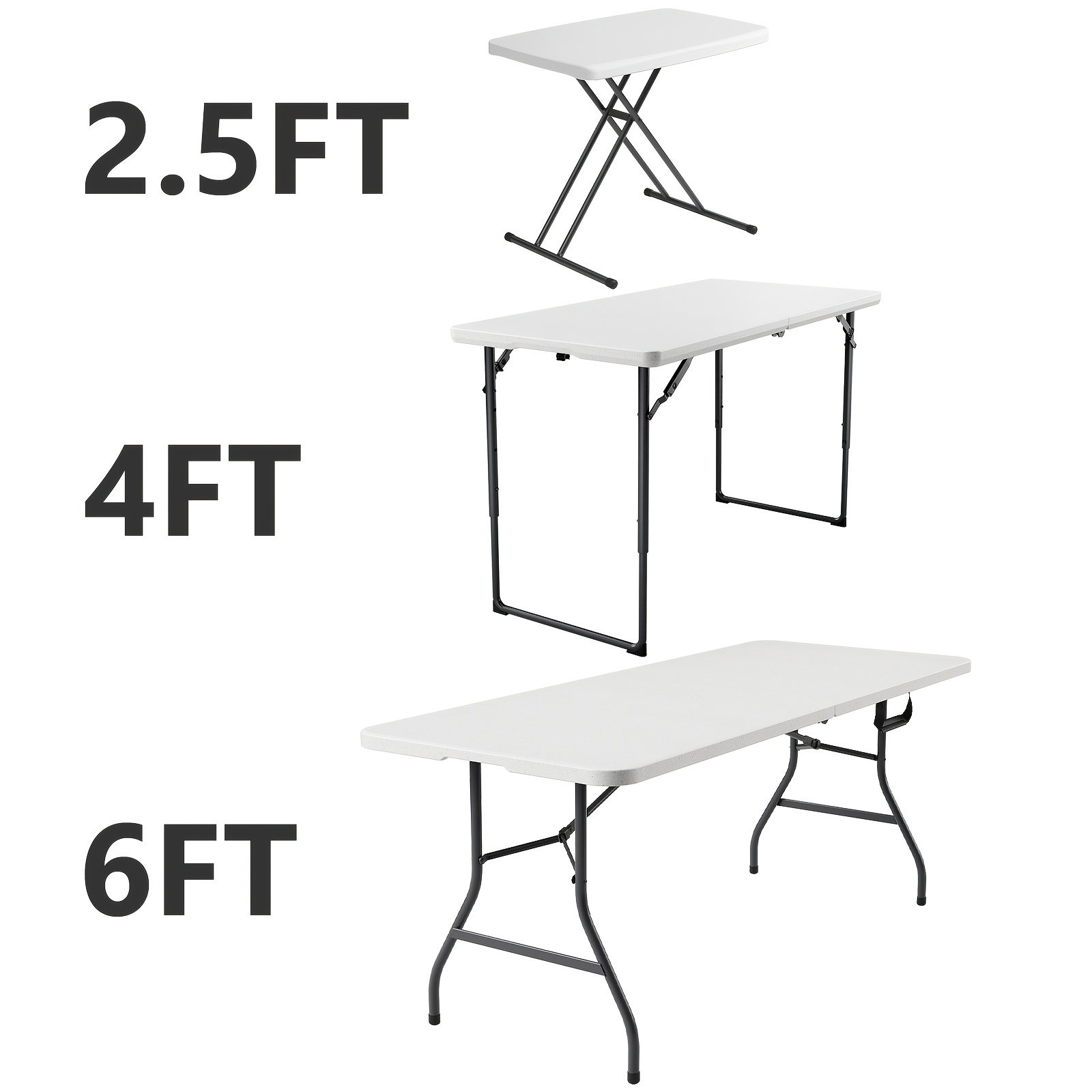 2 5ft 4ft 6ft folding utility table indoor homework station outdoor tailgate table compact for   room events