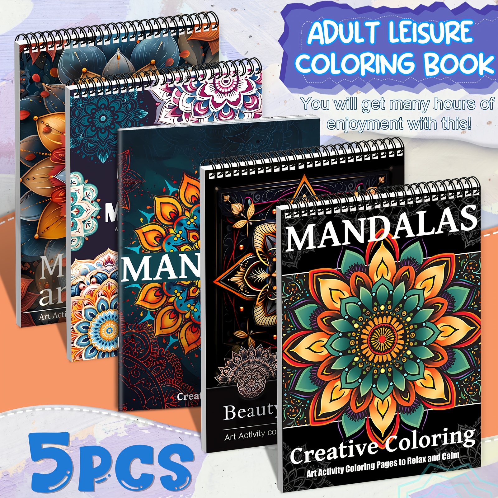 5 pack mandala coloring book set diverse patterns for leisure entertainment and     christmas valentines day new year gifting or personal   made of paper