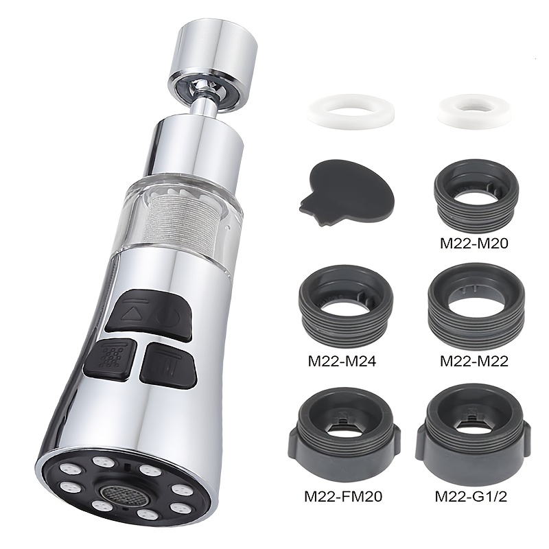 cabeça de pulverizador para torneira de cozinha, extensor de pulverizador de bocal de lava-louça de cozinha de 3 funções   adaptadores, peças de substituição compatíveis com torneiras standard, pulverizador descaixote para adições de torneira de cozinha,   de   e   dupla