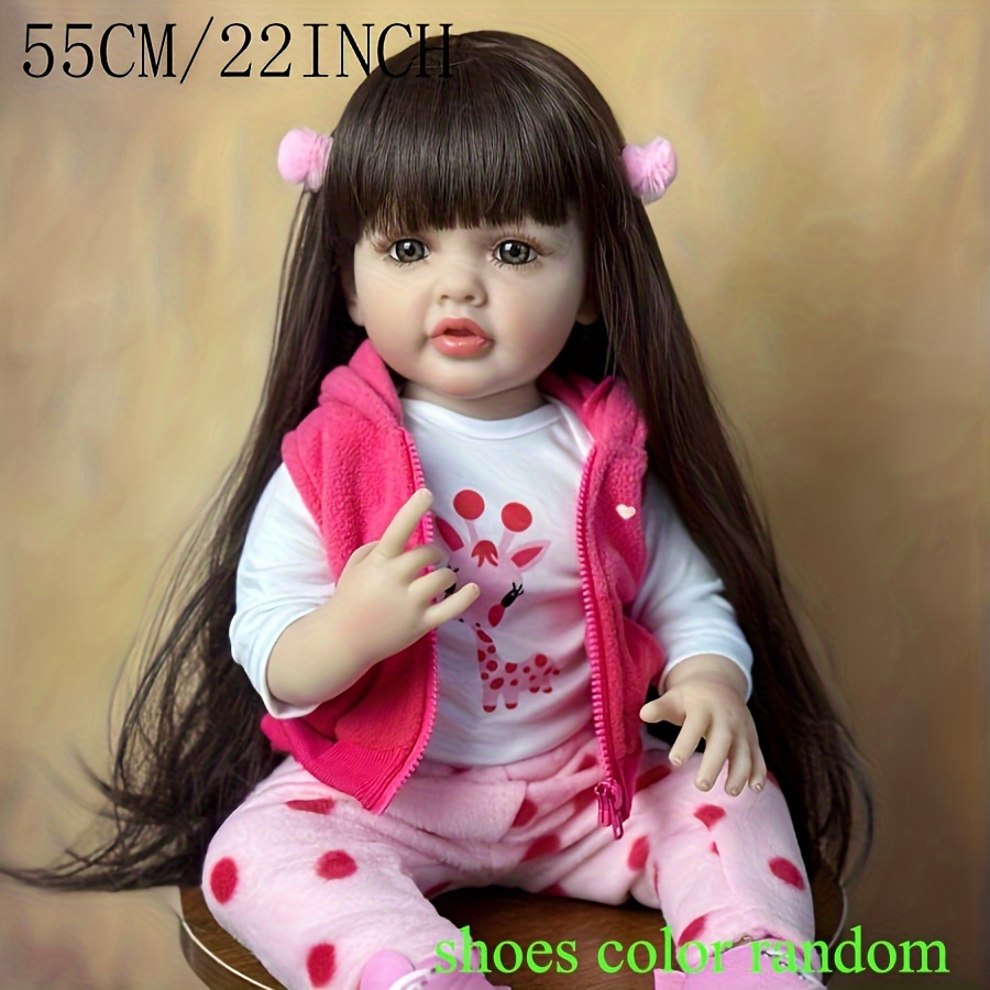 Comprar BZDOLL realista bebé Reborn niña cuerpo completo de silicona muñeca  con pelo largo 55 CM 22 pulgadas princesa bebé Bebe