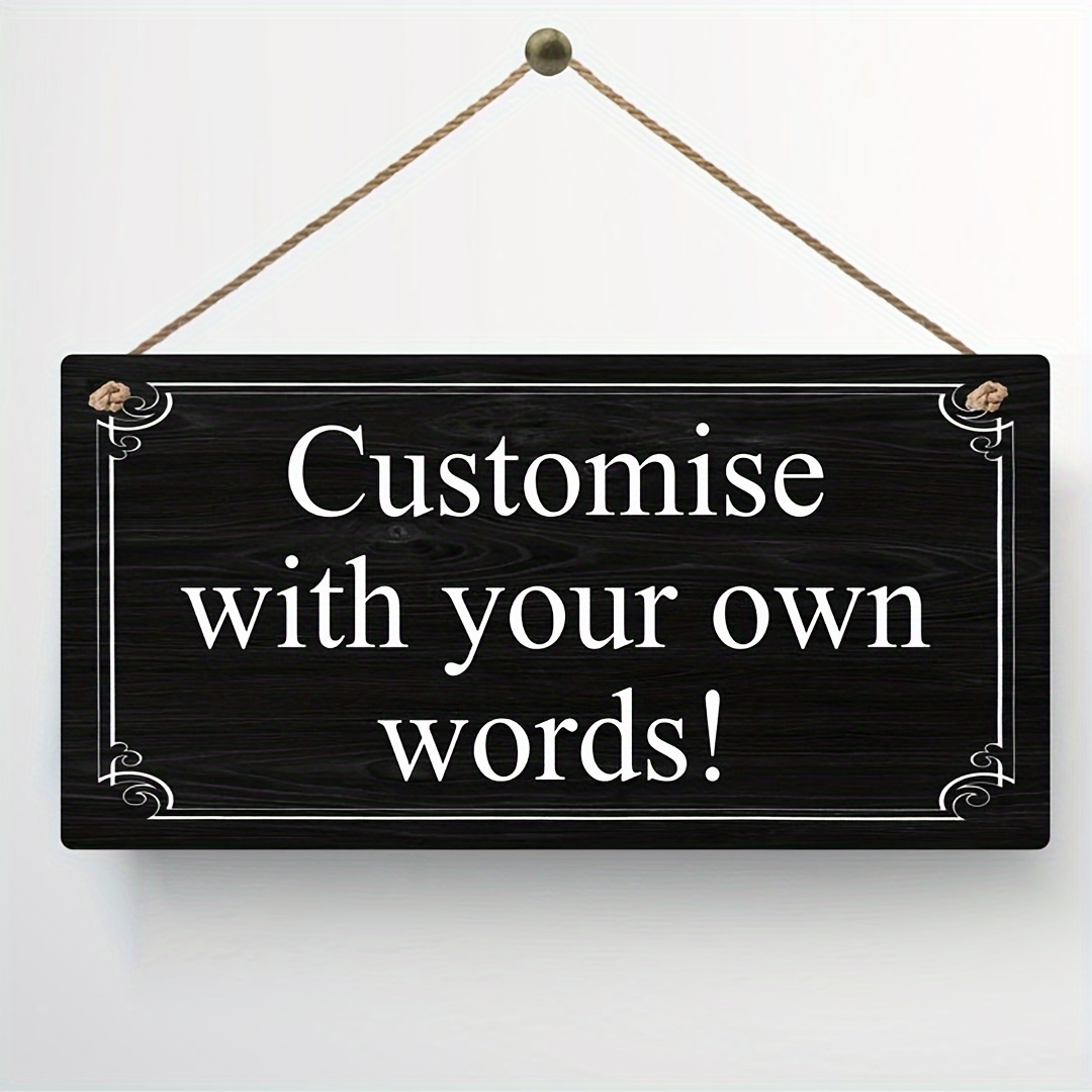 E-shop Anpassbare Vintage-Plakette - Personalisierter Text/Sprüche, Elegante Dicke Linien-Dekoration, Kein benötigt - Künstliches Holzschild für