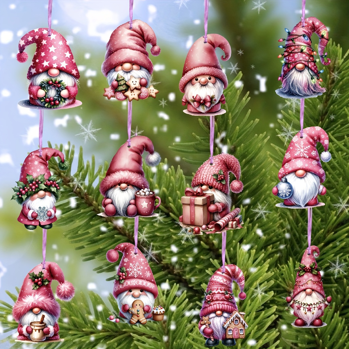 Image of 24pcs, Christmas Gnome Hanging Ornaments, Christmas Tree Decorations With Santa Claus Doll, Perfect Gift For , Christmas Gnome Tag