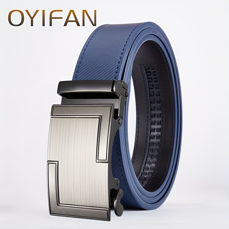 Oyifan Men's Belt Cowhide with Automatic Alloy Buckle for Daily Wear