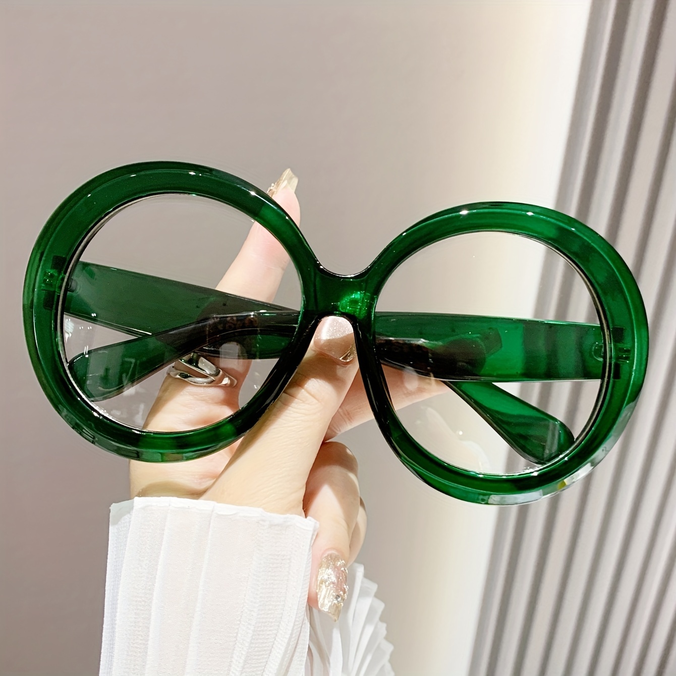 

1pc Y2k Style Round Oversized Frame, Unisex Fashion Glasses, Anti-blue , Pc Material, , Metal Hinges, Streetwear Accessory