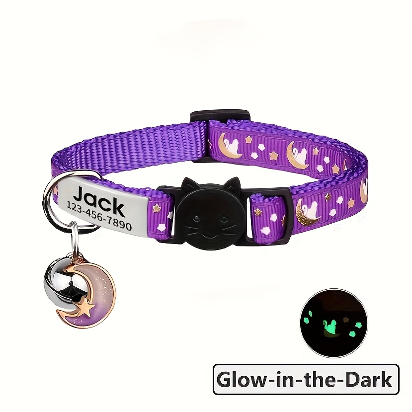 TEMU [customizable Cat Collar] Personalized Cat Collar-[multicolor -the-dark Cat Collar] -the-dark Cat Collars - Adjustable, Comfortable Nylon, Cute
