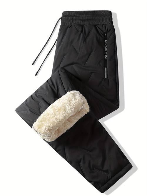 autumn and winter mens casual pants fleece lined and thickened pants warm trousers