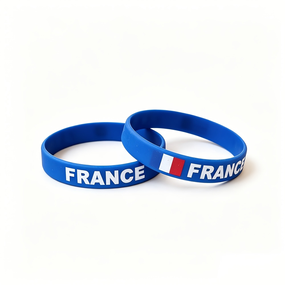 TEMU 2pcs Set French Bangle Bangle Bracelet In Blue, Unisex Casual Display Bangle Bangle Bracelet, Daily Accessory For French Fans | Sports-themed