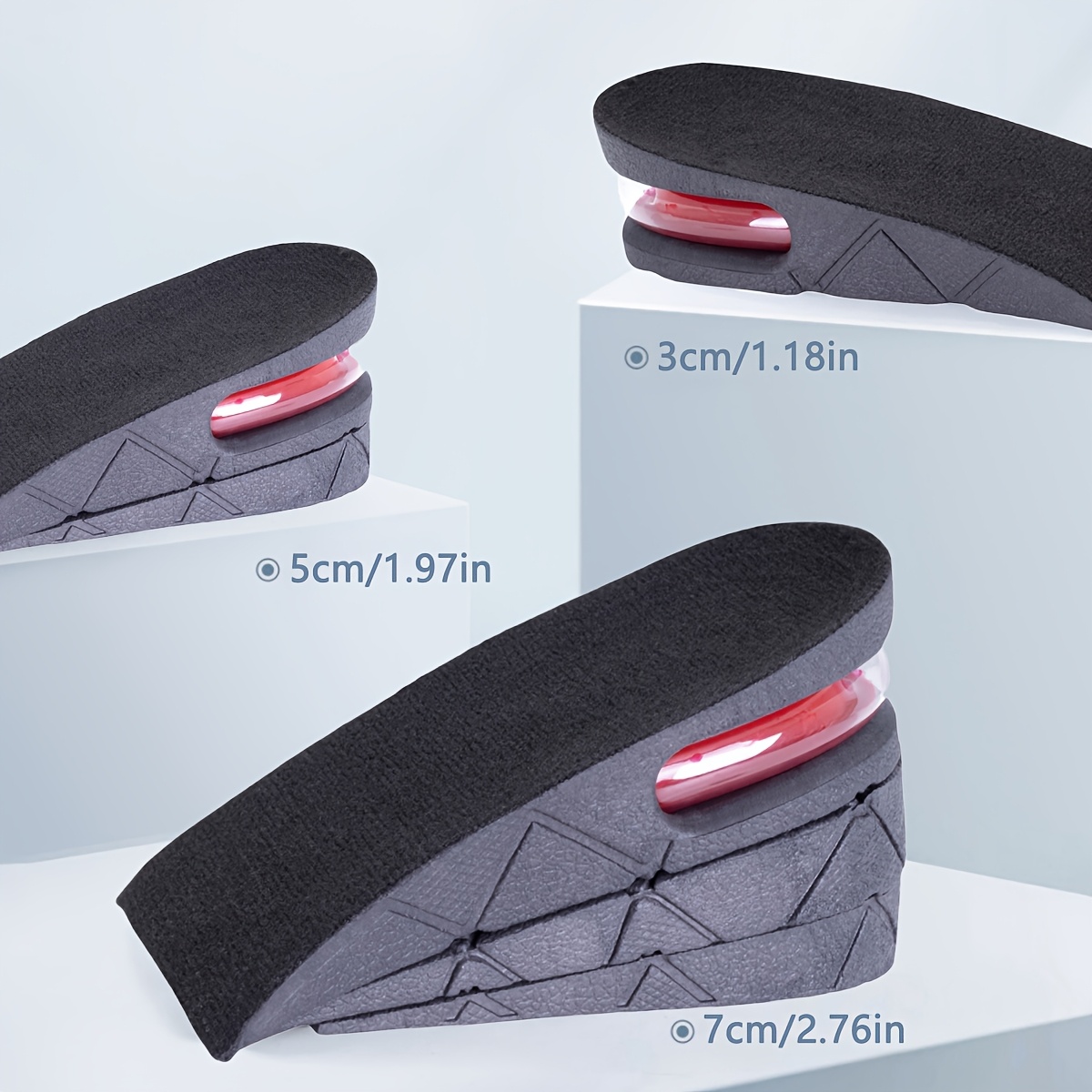 

A Pair Of Unisex Removable Height-increasing Insoles With For Sports, Providing And Shock Absorption.