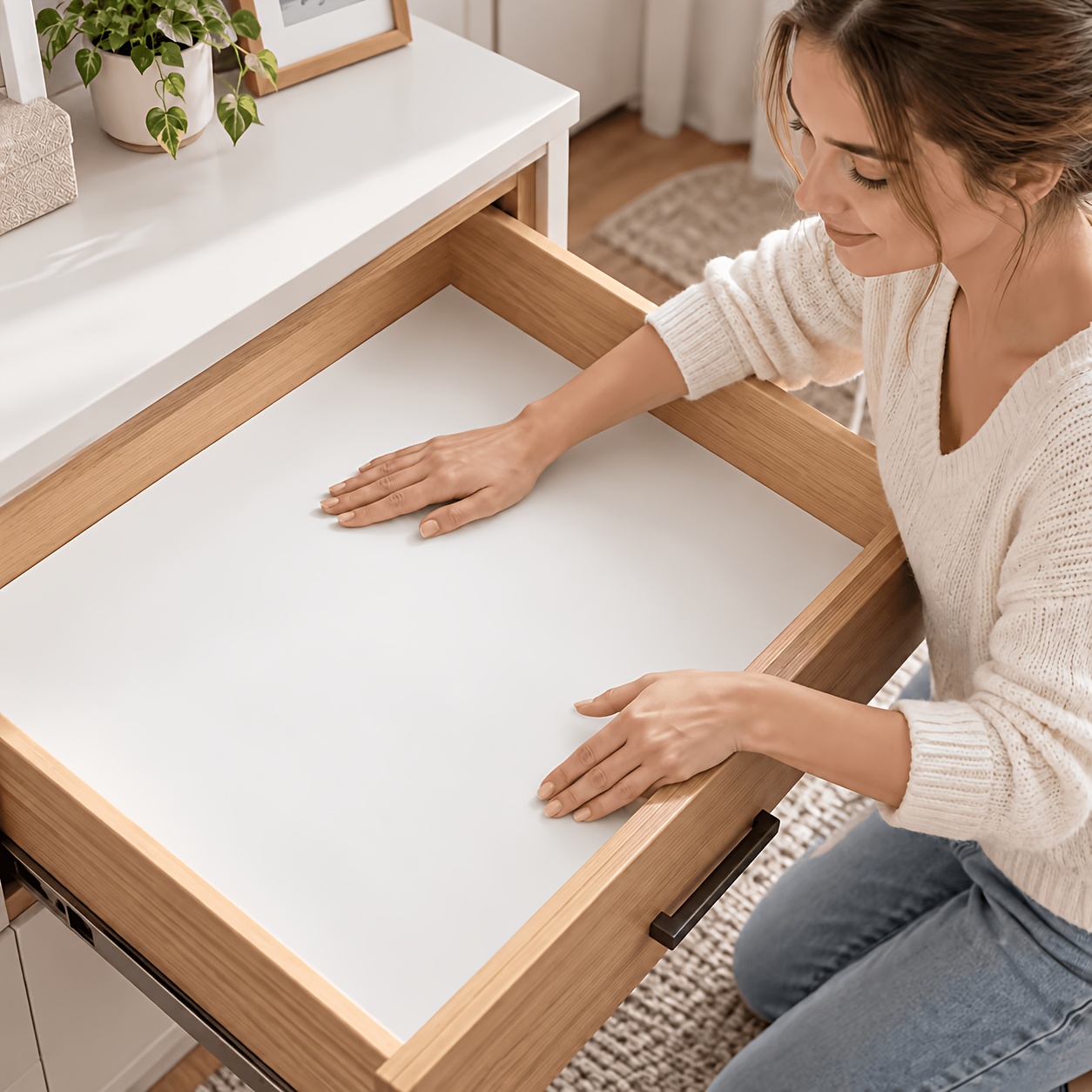 TEMU 1 Roll Of Solid Color Drawer Self-adhesive Waterproof Pad Suitable For Cabinets, Countertops, Refrigerator Partitions, Kitchenware Storage