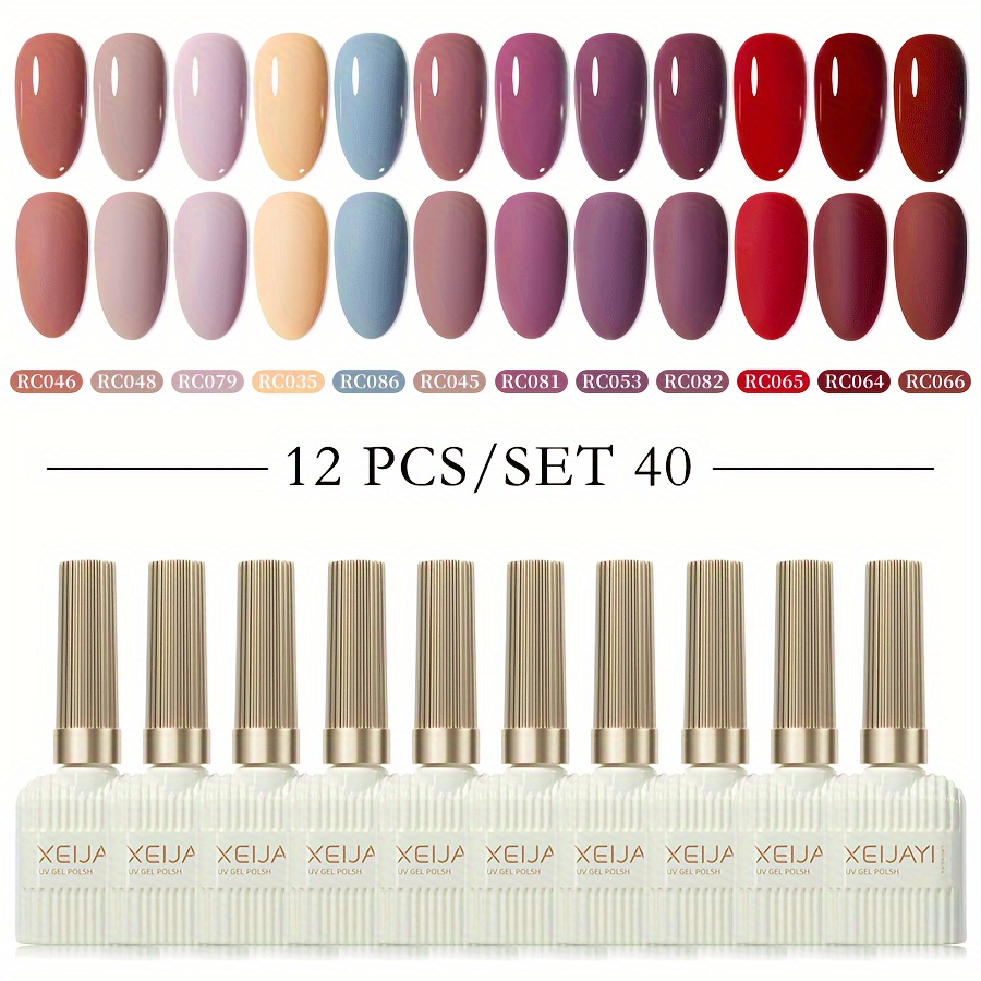 Xeijayi 12pcs 15ml Gel Nail Polish Set, Popular Color Gel Varnish Kit, Soak Off /led Gel Polish, For Nail Art Christmas Diy