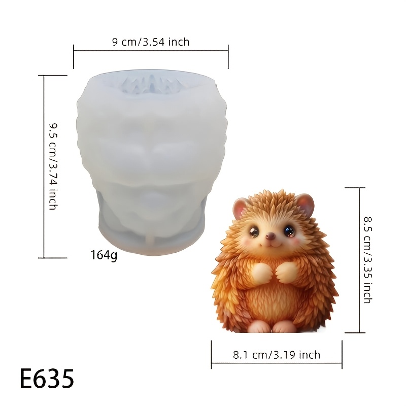 TEMU 1pc Cute Hedgehog Silicone Candle Mold - Reusable And Easy To Demold, Detailed , Suitable For Candles, Plaster, And Clay Decorations - Ideal For